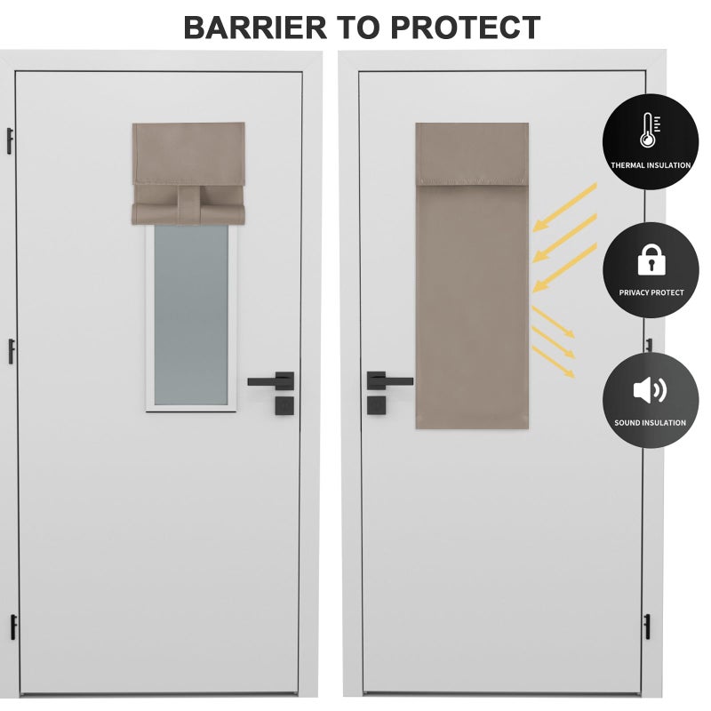 YSYY 100% Blackout French Door Curtains, Wrinkle Free, Room Darkening, Blocks Light and Heat Through Glass. Drill-Free, Easy Installed Door Window Curtains. (Mocha,1 Panel, 10""x 32"") - Image 4
